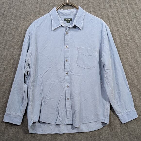 Vtg J Crew Corduroy Shirt Mens XL Button Up Pocket Oarsman Light Baby Blue - Picture 1 of 13